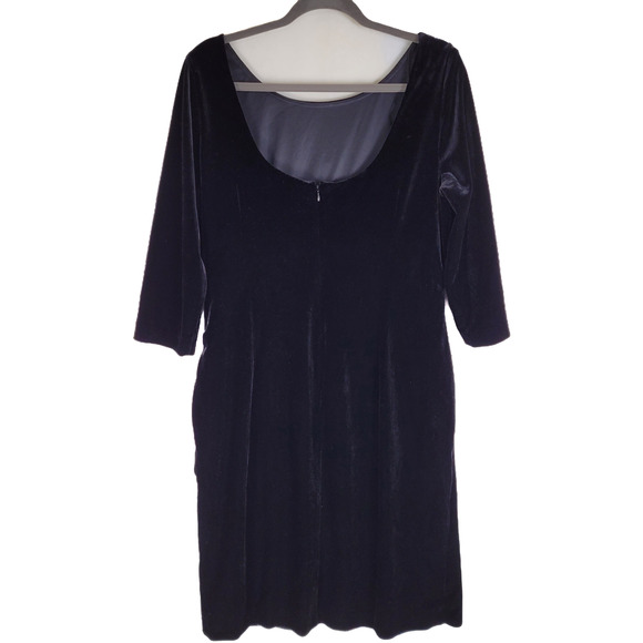 Alex Evenings Black Velvet Draped Rhinestone Accent Dress Size 16 - Picture 2 of 6